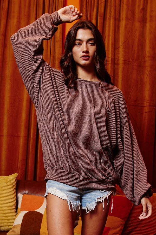 Textured Knit Comfy Sweatshirt