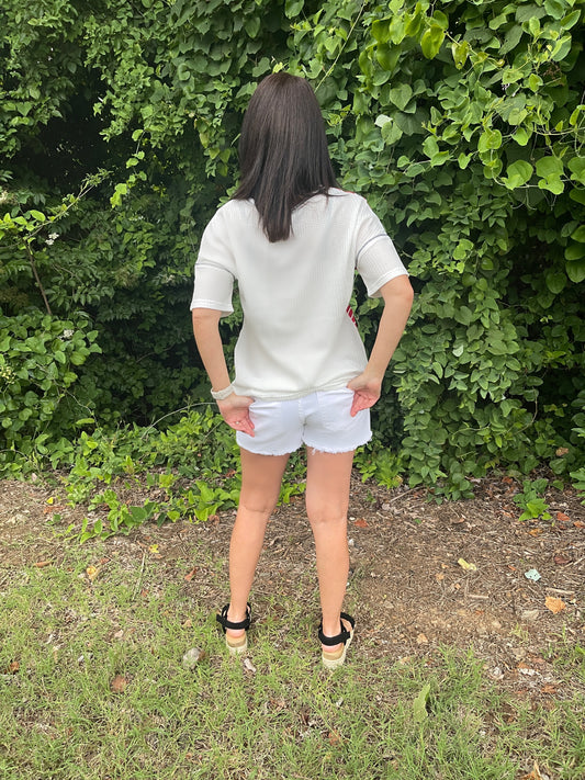 White Distressed Frayed Denim Shorts