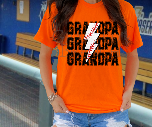 Baseball Lightning Bolt - Grandpa