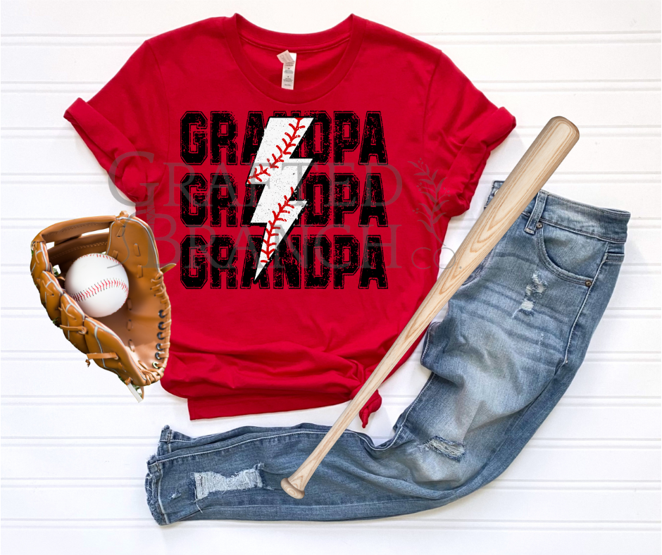 Baseball Lightning Bolt - Grandpa
