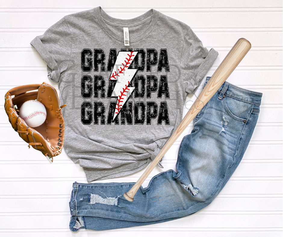 Baseball Lightning Bolt - Grandpa
