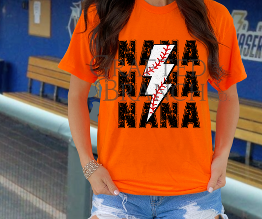 Baseball Lightning Bolt - Nana