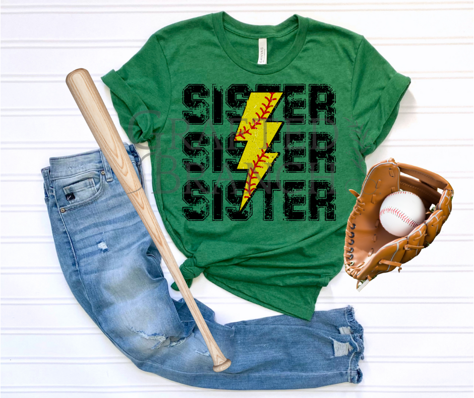 Softball Lightning Bolt - Sister