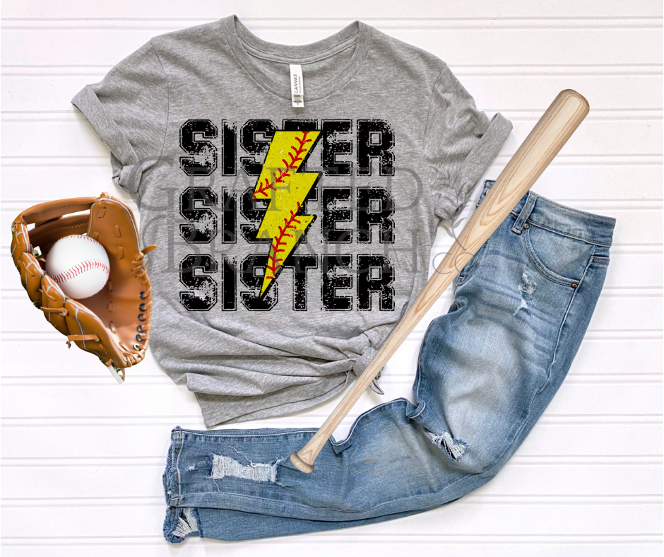 Softball Lightning Bolt - Sister