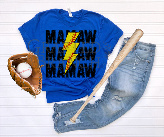 Softball Lightning Bolt - Mamaw