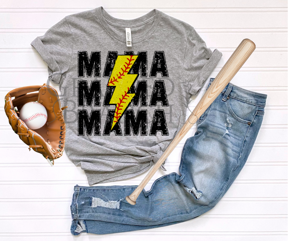Softball Lightning Bolt - Mama