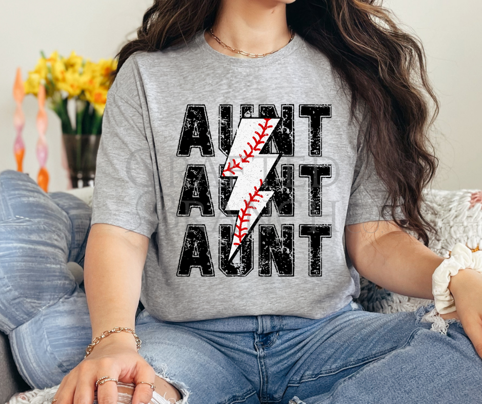 Baseball Lightning Bolt - Aunt