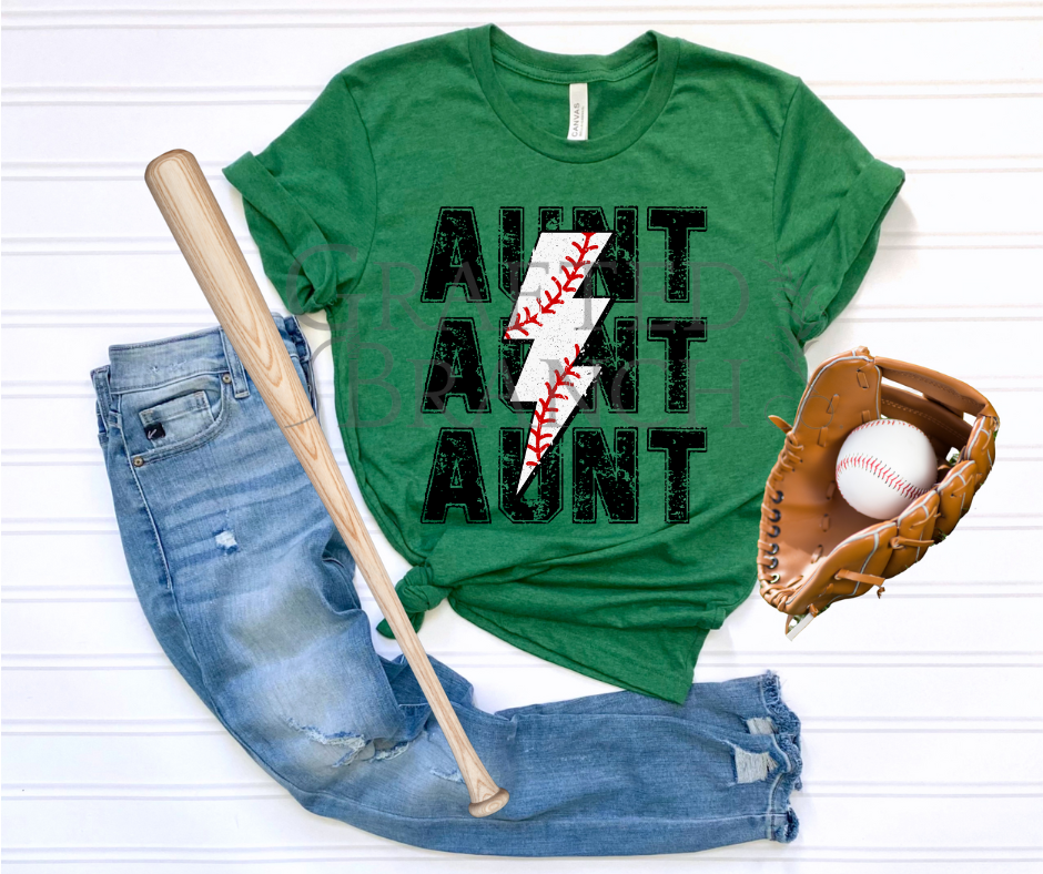 Baseball Lightning Bolt - Aunt