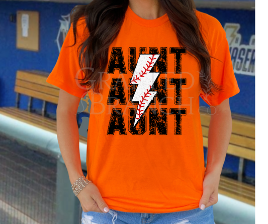 Baseball Lightning Bolt - Aunt