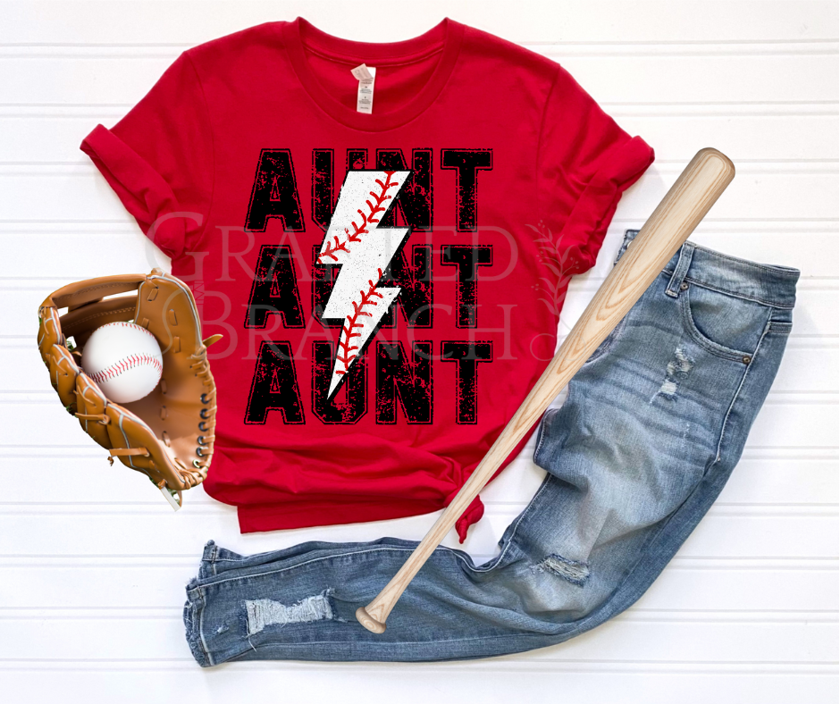 Baseball Lightning Bolt - Aunt