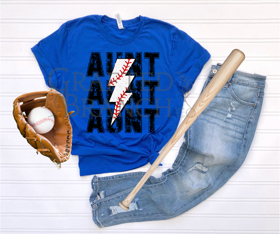 Baseball Lightning Bolt - Aunt