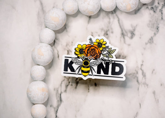 Bee Kind Clear, Vinyl Sticker, 3x3 in.