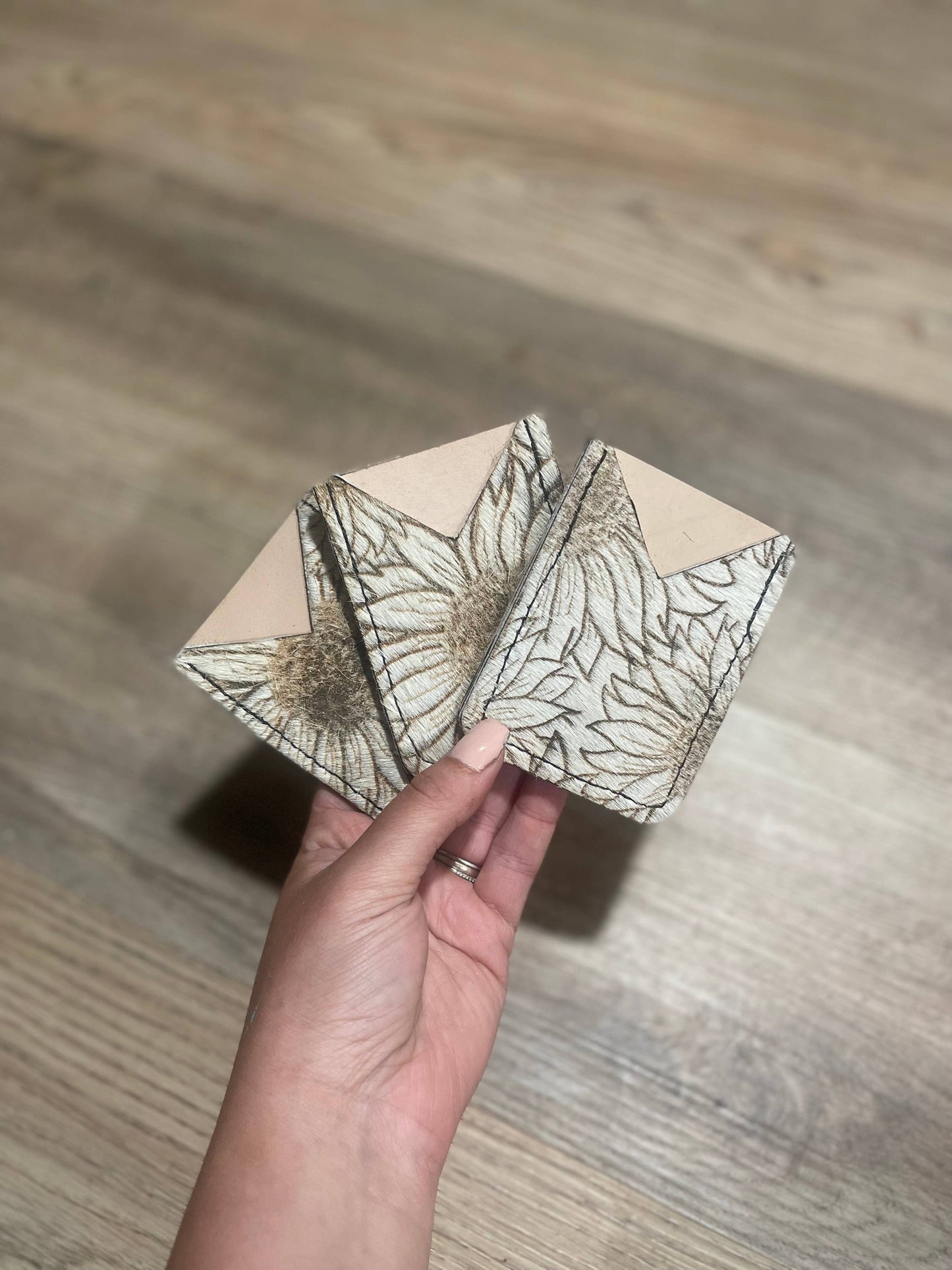 Sunflower Cowhide Phone Wallet