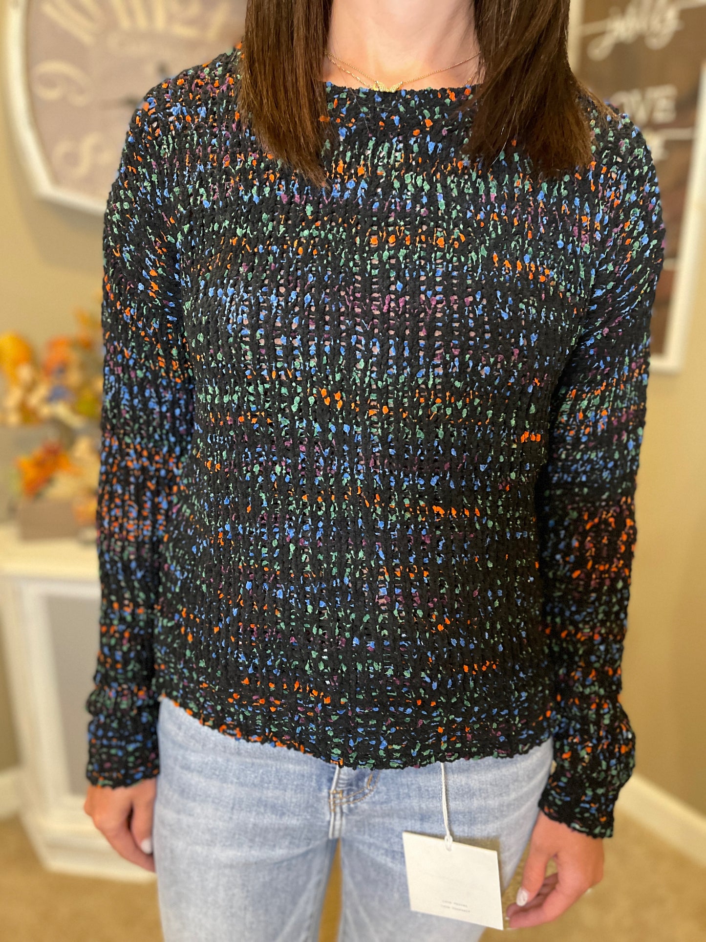 Black/Multi Color Knitted Sweater