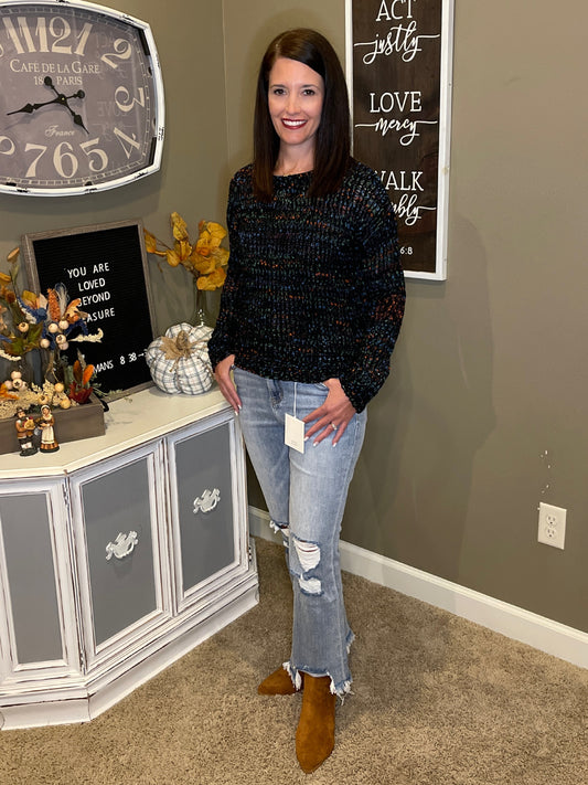 Black/Multi Color Knitted Sweater