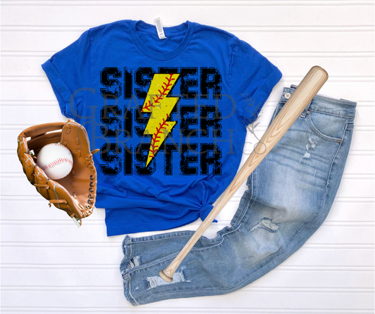 Softball Lightning Bolt - Sister