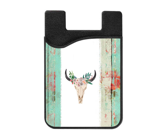 Boho Bull Skull Phone Card Wallet