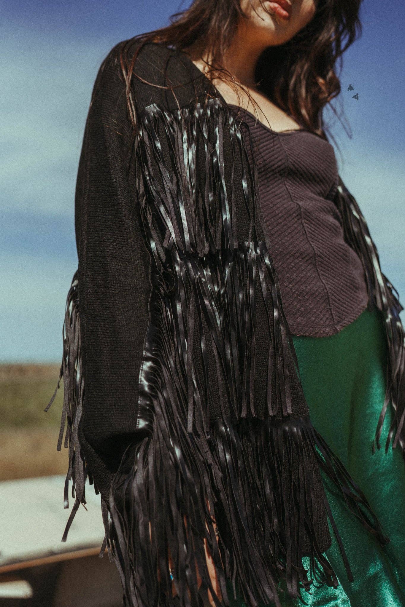 FRINGE FINATIC CARDIGAN * TUXEDO