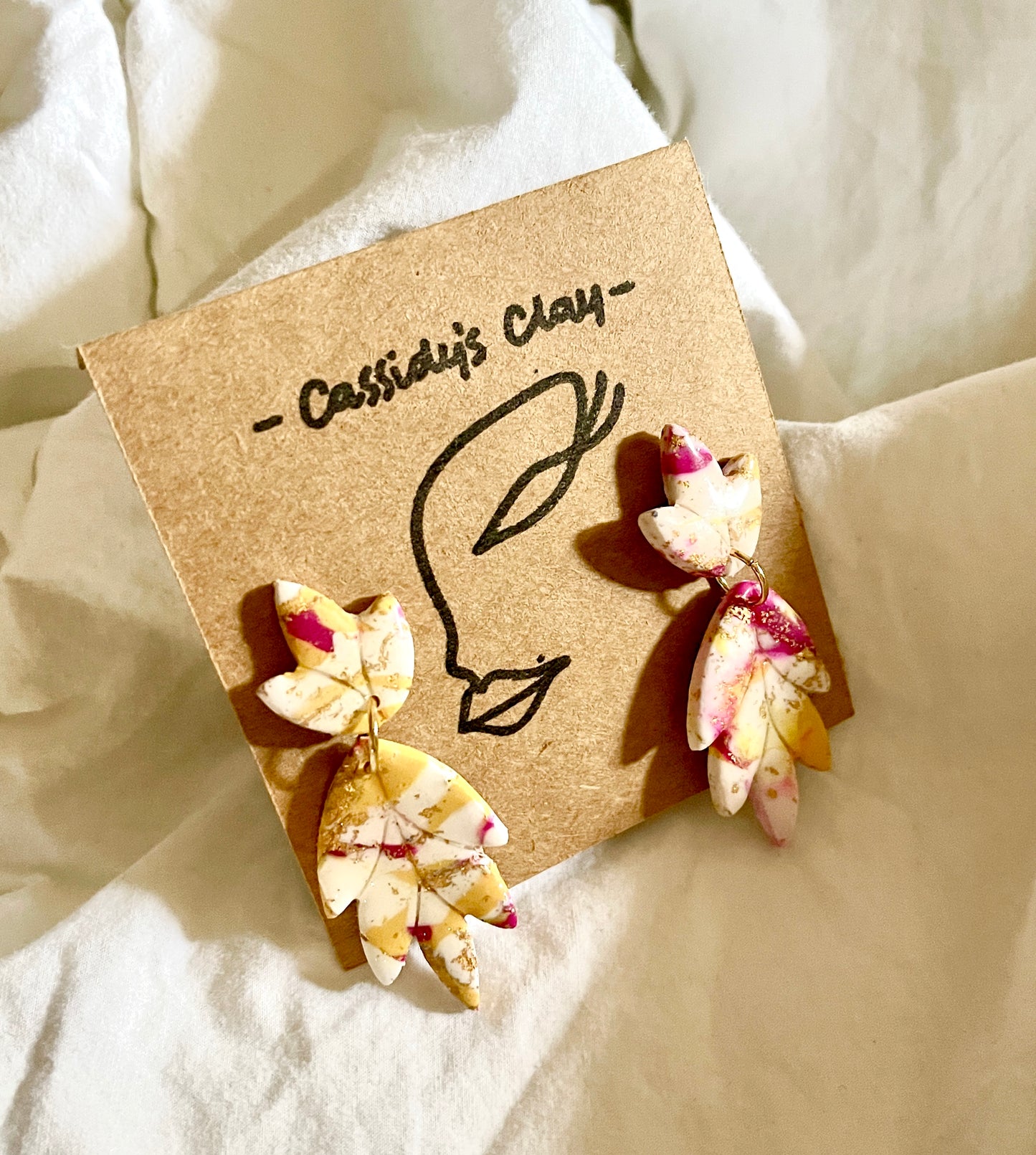 Marbled Lotus Clay Earrings