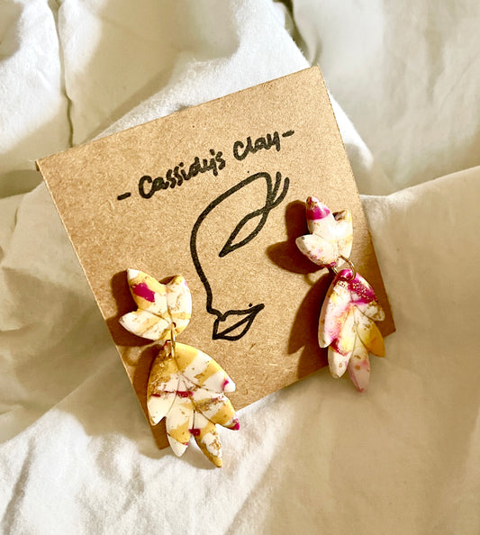 Marbled Lotus Clay Earrings