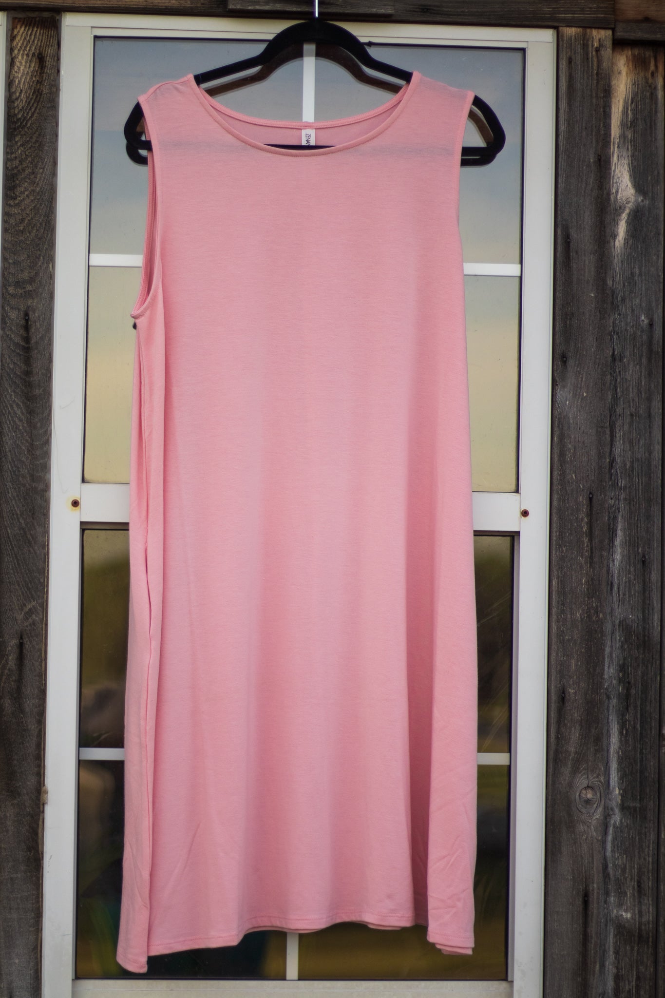 Pink Sleeveless Pocketed Swing Dress - Plus