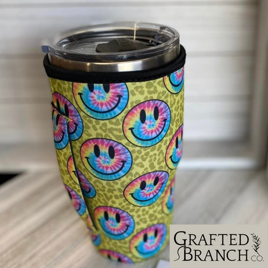 Neoprene 30 oz Tumbler Cover - Groovy Smile